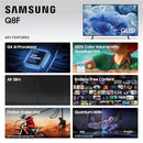 SAMSUNG 50-INCH CLASS QLED Q8F 4K UHD SMART TV Q4 AI PROCESSOR - BLACK - Like New