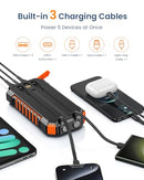 HILUCKEY POWER BANK SOLAR CHARGER 27000MAH BUILT IN 3 CABLES T11X - BLACK/ORANGE - Like New