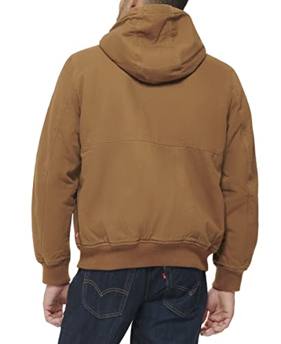 LEVI'S MEN'S WORKWEAR COTTON CANVAS HOODED BOMBER BROWN REGULAR & TALL - XL - Brand New