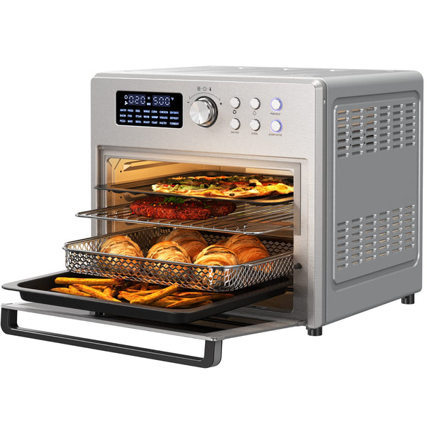 ROOMTEC 26 QT AIR FRYER TOASTER OVEN COMBO 21-IN-1 LARGE COUNTERTOP - SILVER - Like New