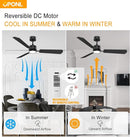 FJ1026A-3X52-B1 OPONL 52 INCH CEILING FAN LIGHT REMOTE CONTROL BLACK - Like New