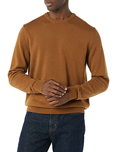AMAZON ESSENTIALS MEN'S LONG-SLEEVE SWEATER, 100% COTTON, TOFFEE BROWN, LARGE - Brand New