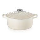 LE CREUSET SIGNATURE CAST IRON 26CM ROUND CASSEROLE 5.5 QT - MERINGUE - Like New