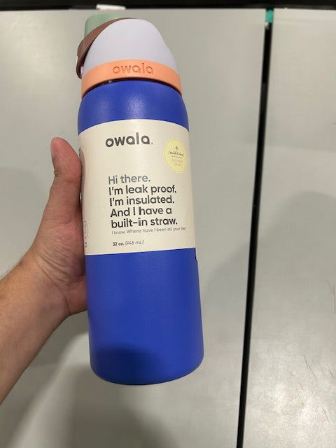 OWALA 32OZ SPECIAL EDITION WATER BOTTLE DARK BLUE A LIGHT GREEN LID TOP - BLUE - Like New