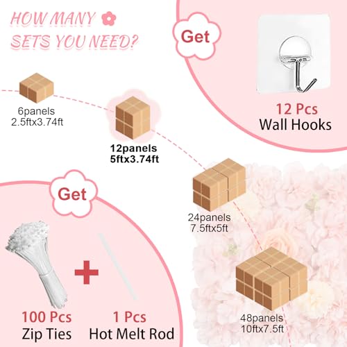 Artificial Flower Wall 5ftx3.74ft Peach Floral Backdrop Wedding Wall Panel - Brand New