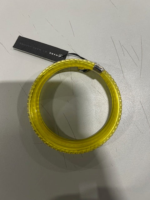 MARC BY MARC JACOBS YELLOW SLINKY WRIST BRACELET WITH SILVER JEWELS - YELLOW - Brand New