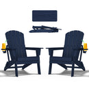 Nevilywood Folding Adirondack Chair - Extended Ergonomic Backrest - Navy Blue - Like New