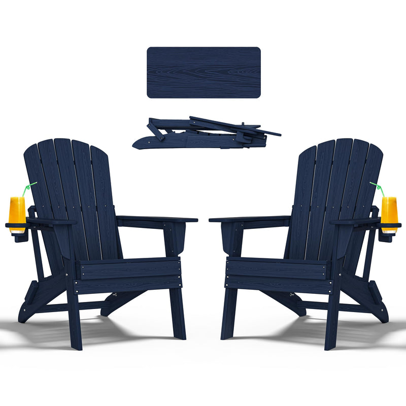 Nevilywood Folding Adirondack Chair - Extended Ergonomic Backrest - Navy Blue - Like New