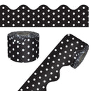 CARSON DELLOSA 65' BLACK WITH WHITE POLKA DOTS ROLLED SCALLOPED BULLETIN BOARD - Brand New