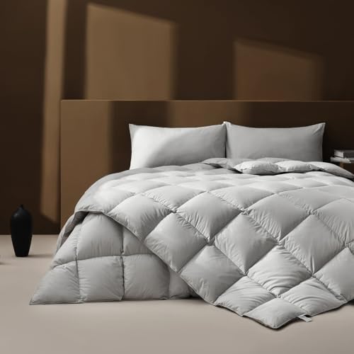 AIRLUCK FEATHER DOWN COMFORTER,COVER , MEDIUM WARMTH QUEEN, 90"X90",GREY -10 set - Like New