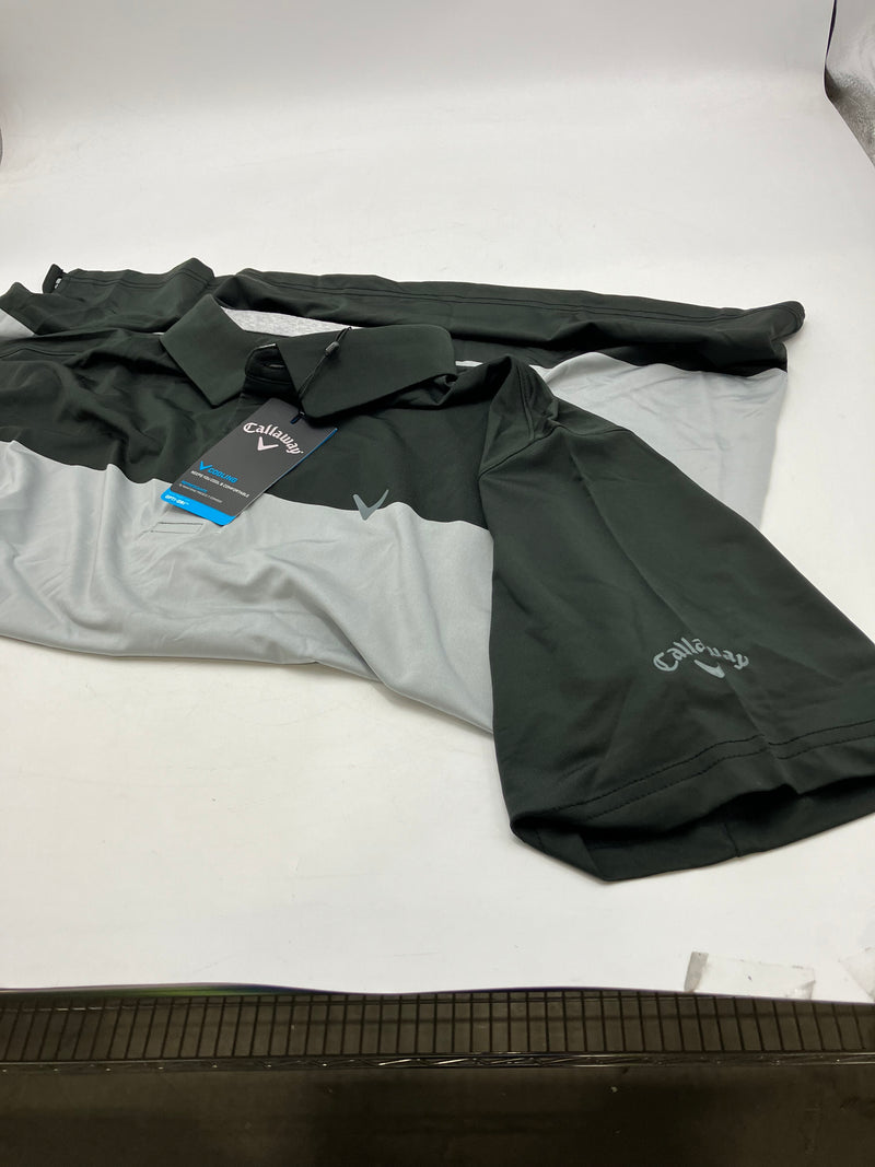 CALLAWAY MEN'S SURPRISE POLO - SIZE: MEN XL - BLACK/GRAY STRIPS - Brand New