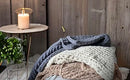 Lu home Oversized Hand Knit Blanket (70x50 inches) - Cream - Brand New