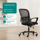 UOCFYK ERGONOMIC COMPUTER MESH SWIVEL TASK CHAIR LUMBAR SUPPORT - BLACK - Brand New