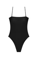 6104010S Steve Madden Womens Bandeau One Piece Swimsuit, Shine Bright Raven, XL - Like New
