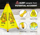 Alpine Caution Wet Floor Sign, Wall Mounted Foldable Bilingual Yellow 20" - Brand New