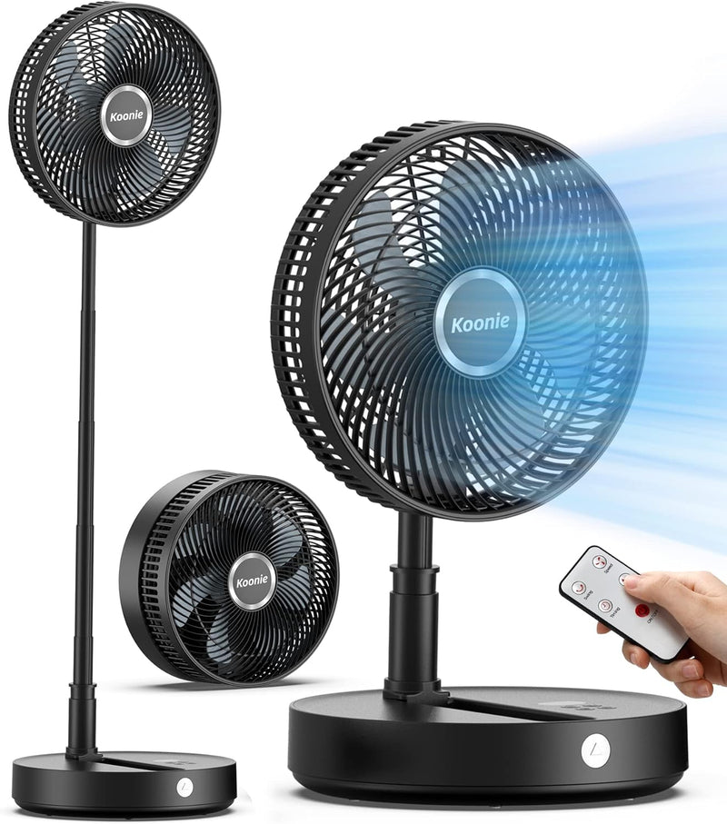 Koonie 12-inch Foldaway Portable Fan, Oscillating 10800mAh Battery ZD401 - BLACK - Like New