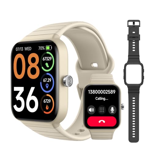 SKG Smart Watch for Women Men Answer/Make Call, Alexa Built-in, V7 Cyber Beige - Like New