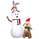 GEMMY 6FT LED SNOWMAN WITH BUNNY AND DOG CHRISTMAS INFLATABLE 880750 - WHITE - Like New