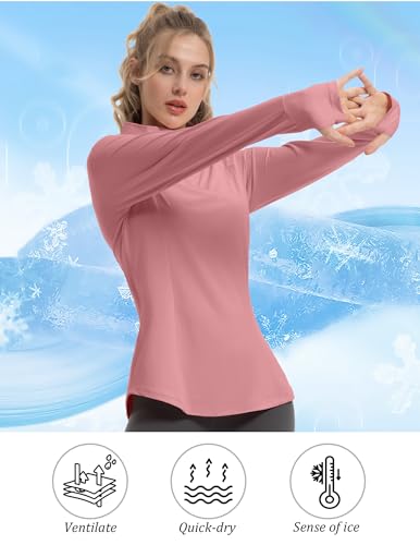 FKEEP Women's Sun Shirts Long Sleeve Athletic Jackets UPF 50+, ROSE PINK, XS - Brand New