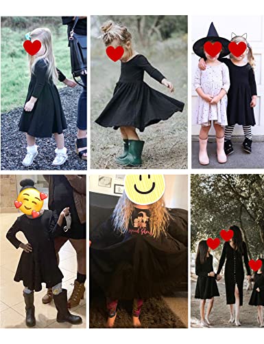 ARSHINER GIRLS LONG SLEEVE DRESS A LINE TWIRLY SKATER SCHOOL PARTY - 12Y - BLACK - Like New