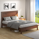 KOMFOTT Full Size Wood Platform Bed Frame, No Box Spring Needed - Walnut - Like New