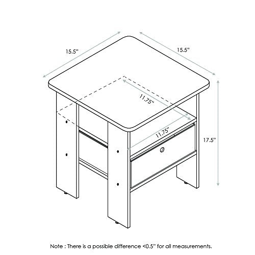 Furinno Andrey Set of 2 End Side Table Night Stand Bedside Table - Espresso - Like New