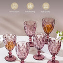 NESTASIA ROSE CRYSTAL RED WINE GLASS MAUVE SET OF 6 H04M21H59 - RED - Like New