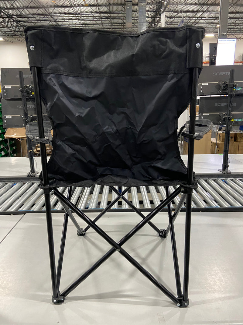 TREK OUTDOOR LIVING SOLUTIONS HEAVY DUTY CAMPING CHAIR - BLACK - Like New