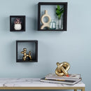 MELANNCO FLOATING WALL SQUARE CUBE SHELVES - WOOD, SET OF 3 - BLACK - Like New