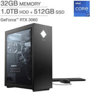 HP OMEN GTDesktop 12 I7-11700F 32GB 1TB 512GB RTX-3060 GT12-1167C - BLACK - Like New