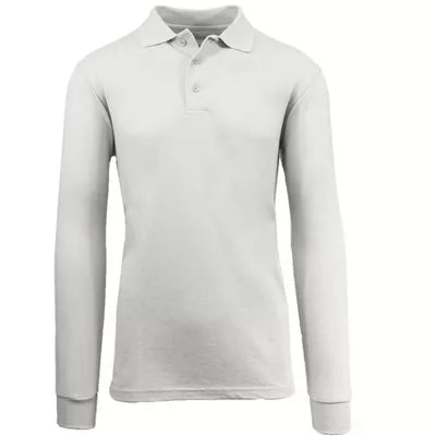 JUMP START MEN'S MODERN FIT LONG SLEEVE POLO SHIRT - SIZE: MEN 2XL - WHITE - Like New