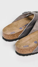 BIRKENSTOCK ARIZONA SOFT FOOTBED UNISEX SANDALS SIZE: MEN 7 - IRON OILED LEATHER - Like New
