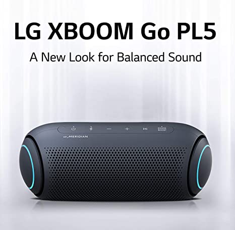 LG XBOOM Go PL5 MERIDIAN PORTABLE BLUETOOTH SPEAKER LED LGXBPL5 - Black Like New