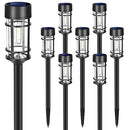 MANCRA SOLAR PATHWAY LIGHTS, 8 PACK LED SOLAR LIGHTS OUTDOOR 3000K - BLACK - Like New