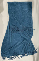 BOURINA CHENILLE THROW BLANKET SOFT - 50" X 60" - BLUE - Like New