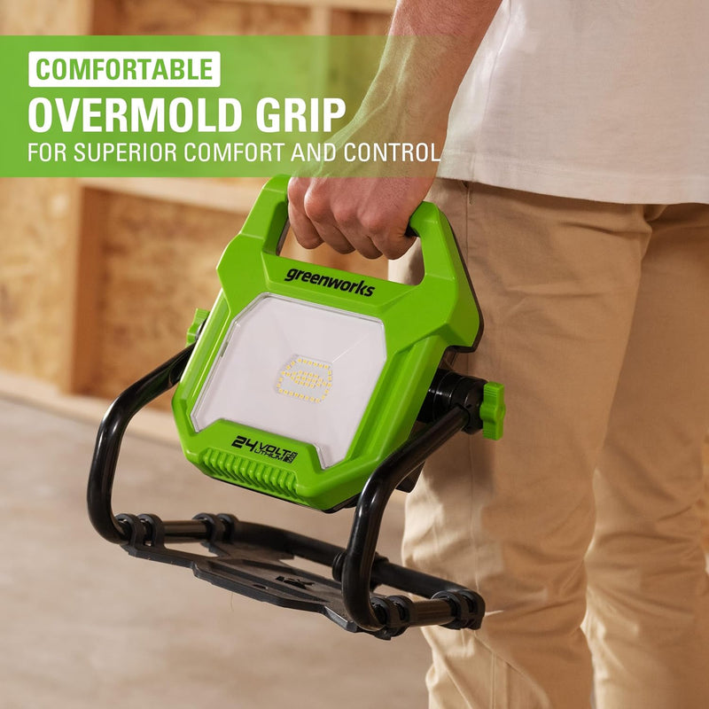 GREENWORKS 24V HYBRID WORK LIGHT WLG503 - TOOL ONLY - GREEN - Like New