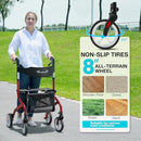 PLANET WALK Lightweight Rollator Walker for Seniors, Walker Seat - Red - Brand New