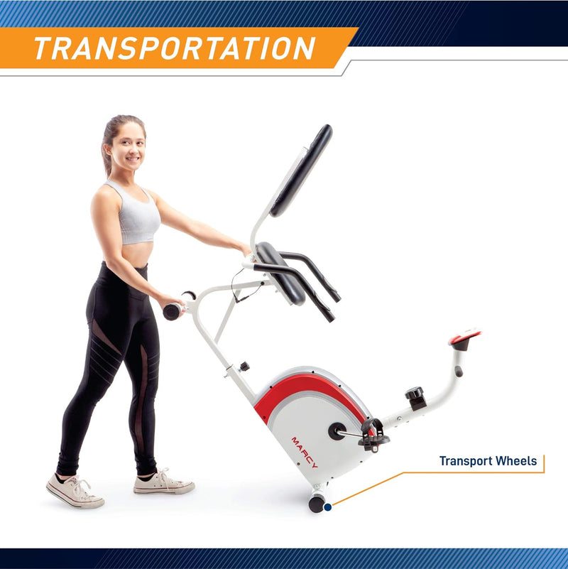 Marcy Recumbent Exercise Bike with Magnetic Resistance NS-908R - White - Like New