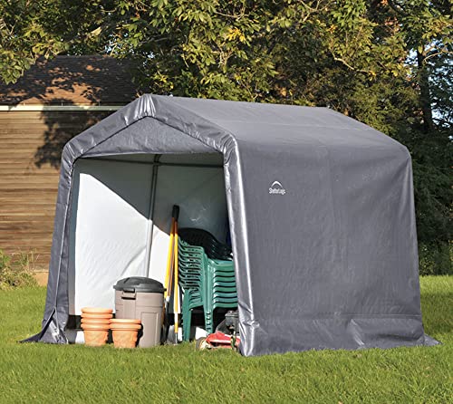 SHELTERLOGIC 8' X 8' X 8' SHED-IN-A-BOX ALL SEASON STEEL METAL PEAK ROOF - GRAY - Like New