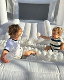 FBSPORT INFLATABLE BOUNCER WITH AIR BLOWER 13L X 8W X 8H - WHITE - Like New