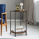 JS NOVA JUNS Round Wood End Table, 2-Tier Industrial Metal Frame - Vintage Brown - Like New