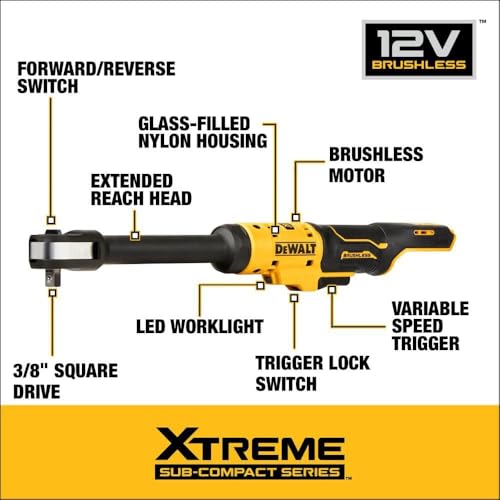 DEWALT XTREME 12V MAX CORDLESS RATCHET, BRUSHLESS 3/8 EXT REACH DCF503EB TOOLS - Like New
