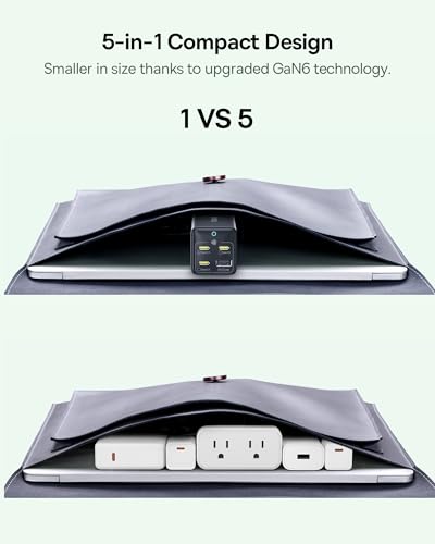 BASEUS CHARGING STATION 67W 5 IN 1 DETACHABLE TRAVEL POWER STRIP USB C - BLACK - Like New