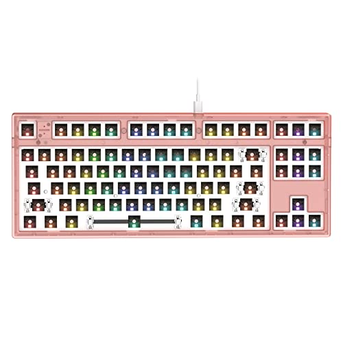 FL ESPORTS MK870 CMMK 87 KEYS RGB MODULAR MECHANICAL KEYBOARD - FROSTED PINK Like New