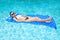 POOLMASTER ROLL 'N GO SWIMMING POOL MATTRESS FLOAT - BLUE - Like New