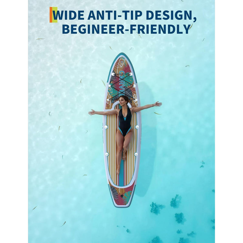 GARVEE INFLATABLE PADDLE BOARD FOR ADULTS, 11" - YELLOW/BLUE/WHITE - Like New