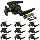 BESTTEN 10 PACK PRIVACY DOOR HANDLE DOOR LEVER SET KEYLESS LOCK - MATTE BLACK - Like New