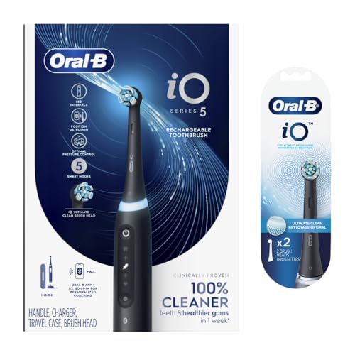 ORAL-B IO SERIES 5 LUXE BUNDLE (1) IO5 ELECTRIC TOOTHBRUSH, RECHARGEABLE - BLACK - Like New
