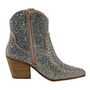 COZZY GIRL ARiderGirl Alice Women's Rhinestone Western Booties (Silver, 8.5) - Like New