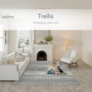 Kaspene Home Trellis Washable Rug, 6x9, Light Gray - Brand New